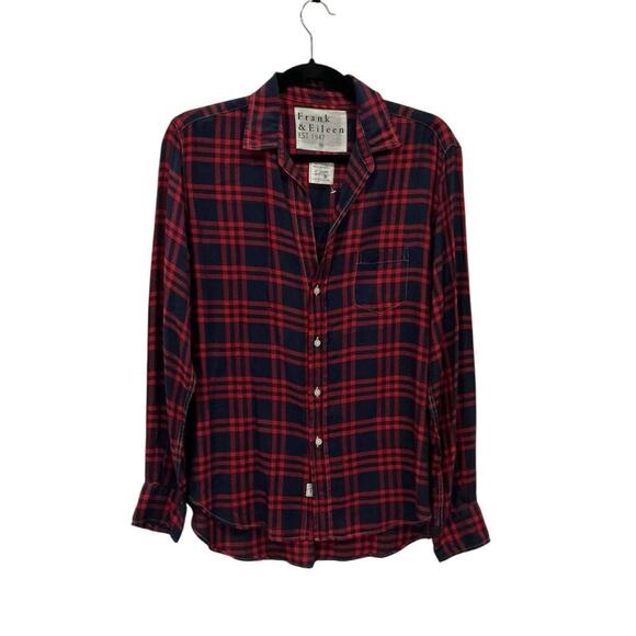 Frank & Eileen Eileen Button-Up Shirt Red And Blue Plaid Flannel Modal Size XS - Picture 6 of 15